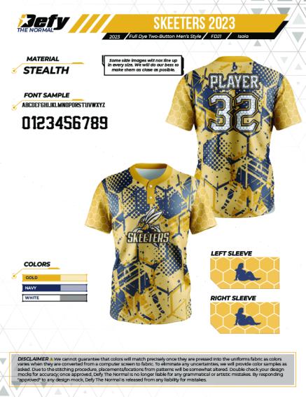 Skeeters Gold Honeycomb Men's Full-Dye Jersey