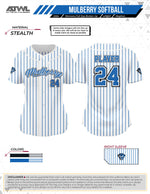 Load image into Gallery viewer, Mulberry Softball Womens Pinstripes Full Button All Star Replica Jersey
