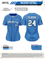 Load image into Gallery viewer, Mulberry Softball Womens Pinstripes Full Button All Star Replica Jersey
