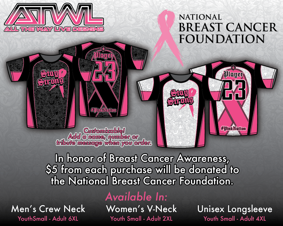 Stay Strong Mens Full Dye Jersey Long Sleeve Cancer Awareness