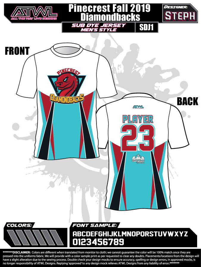 Pinecrest Fall League Men's Sub Dye Jersey