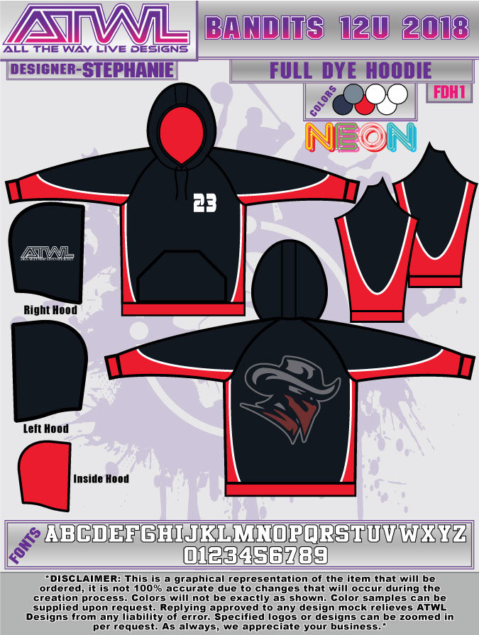 Bandits 12U Full Dye Hoodie