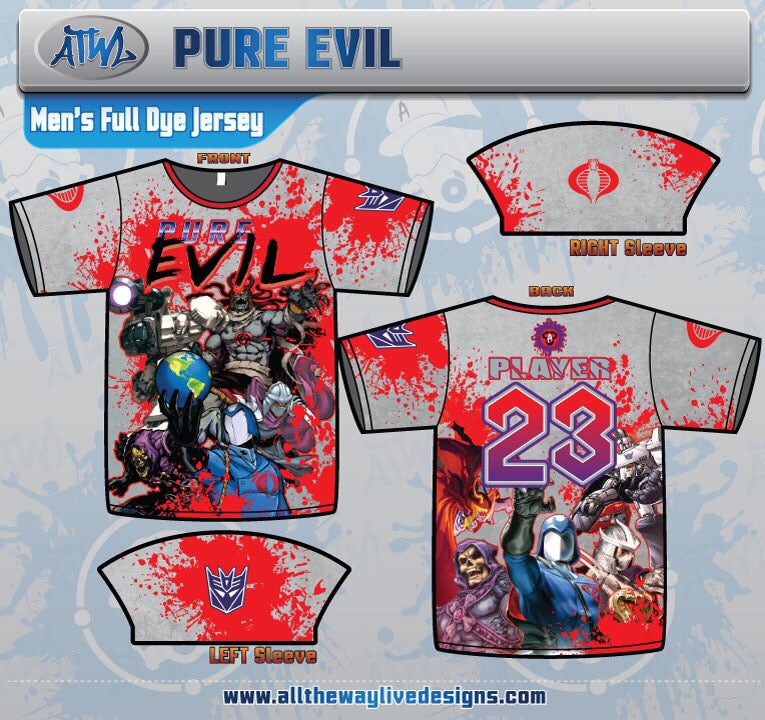 Pure Evil 80's Villians Mens Full Dye Jersey