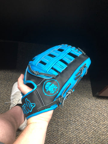 ATWL 14" H Web Glove Black/Aqua Blue Steerhide