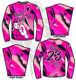 Load image into Gallery viewer, Never Give Up Breast Cancer Awareness Mens Full Dye Long Sleeve Jersey