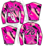 Load image into Gallery viewer, Never Give Up Breast Cancer Awareness Mens Full Dye Long Sleeve Jersey
