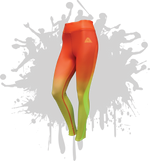 Load image into Gallery viewer, LINEAR LEGGINGS ORANGE/NEON YELLOW

