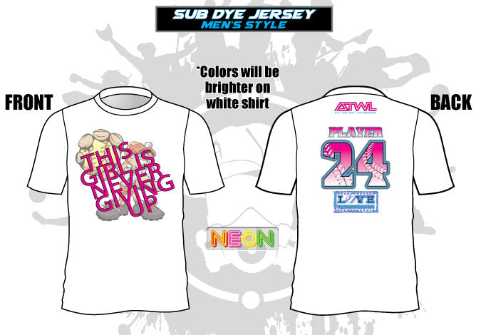 THIS GIRL IS NEVER GIVING UP WHITE SUB DYE JERSEY
