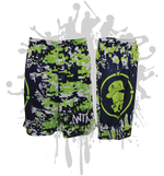 Load image into Gallery viewer, Splatter Splash Digital Camo Mens Full Dye Shorts Lime/Navy/White

