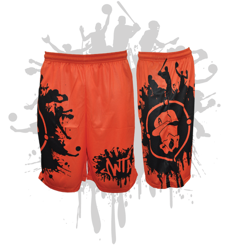 Splatter Splash Mens Full Dye Shorts Orange/Black