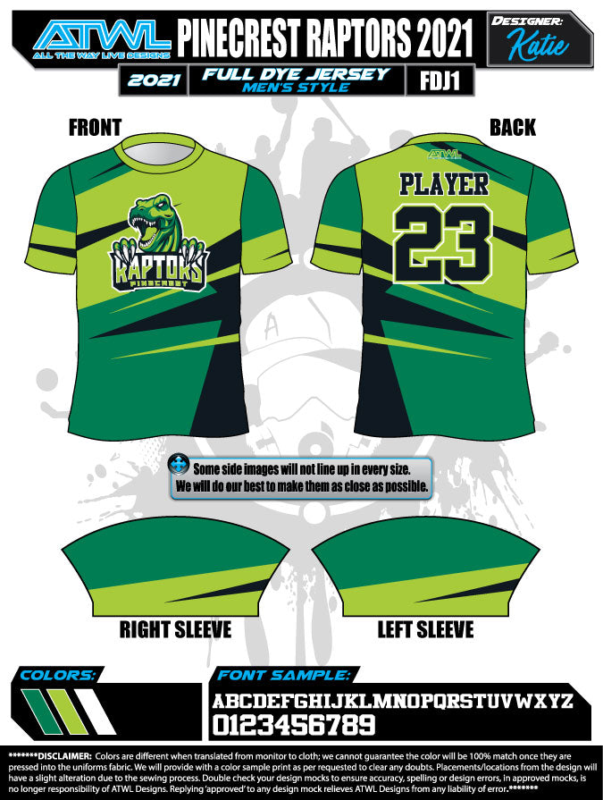 Pinecrest Spring  2022 Mens Full dye team jerseys