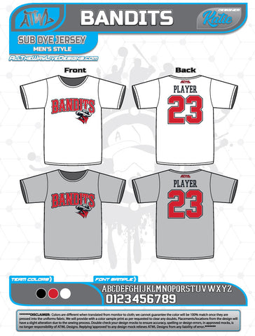 Bandits Baseball 11U Sub Dye Jersey