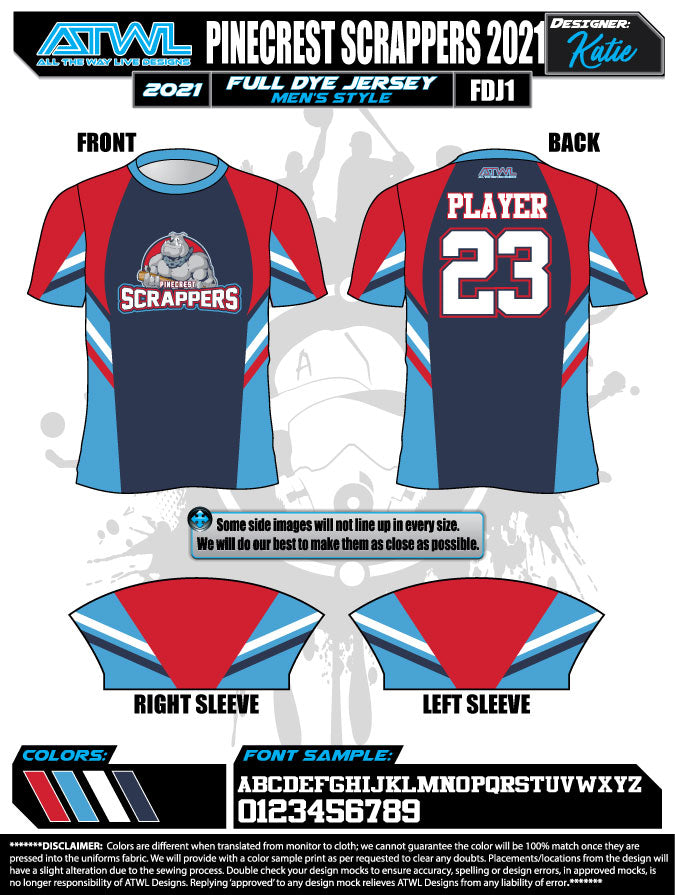 Pinecrest Spring  2022 Mens Full dye team jerseys