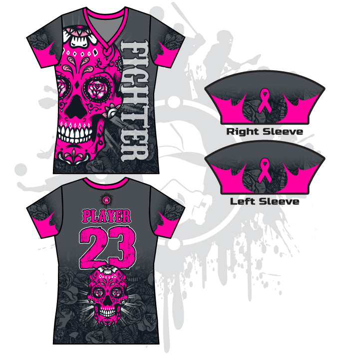 Sugar Skull Breast Cancer Awareness Women's full dye jersey