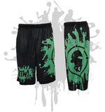Load image into Gallery viewer, Splatter Splash Mens Full Dye Shorts Black/Kelly Green
