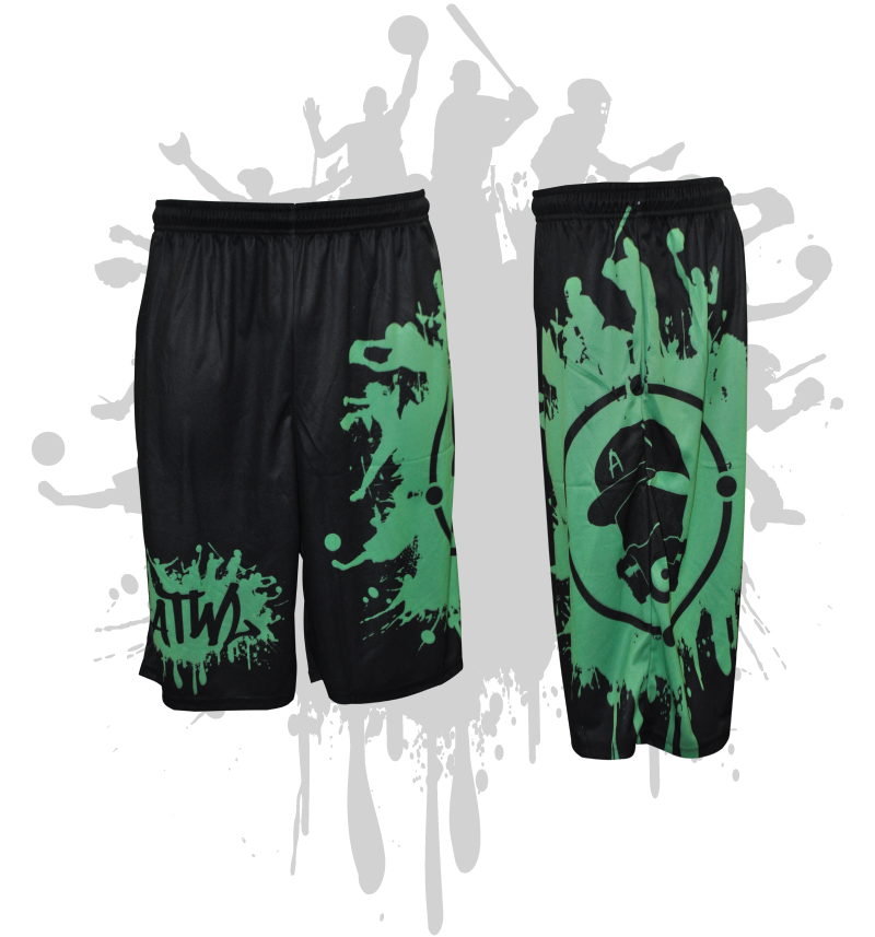 Splatter Splash Mens Full Dye Shorts Black/Kelly Green