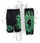 Splatter Splash Mens Full Dye Shorts Black/Kelly Green