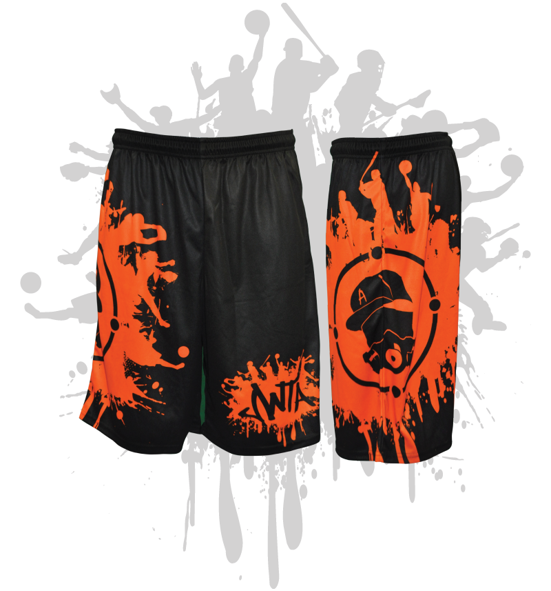 Splatter Splash Mens Full Dye Shorts Black/Orange
