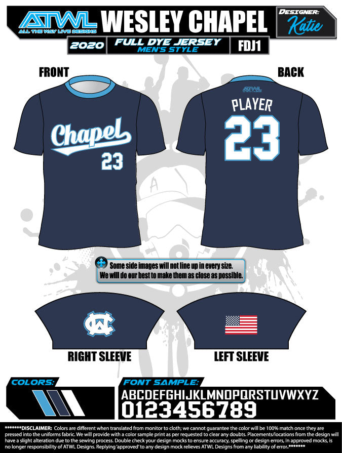 Wesley Chapel Advanced Baseball 2020  Full Dye Jersey
