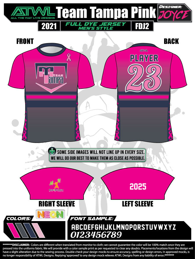 Team Tampa Breast Cancer awareness Men's Full Dye Jersey