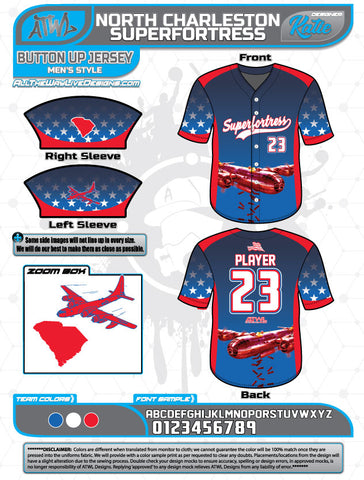 North Charleston Superfortress Full Dye Button Up Jerseys
