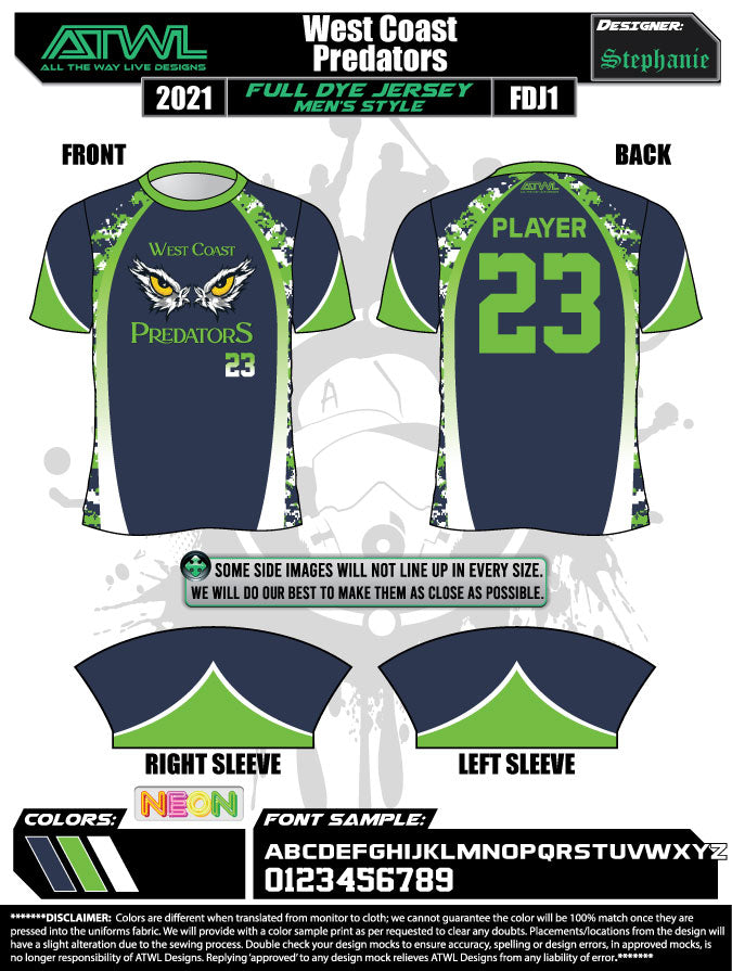 WC Predators Camo Men's Full Dye Jersey
