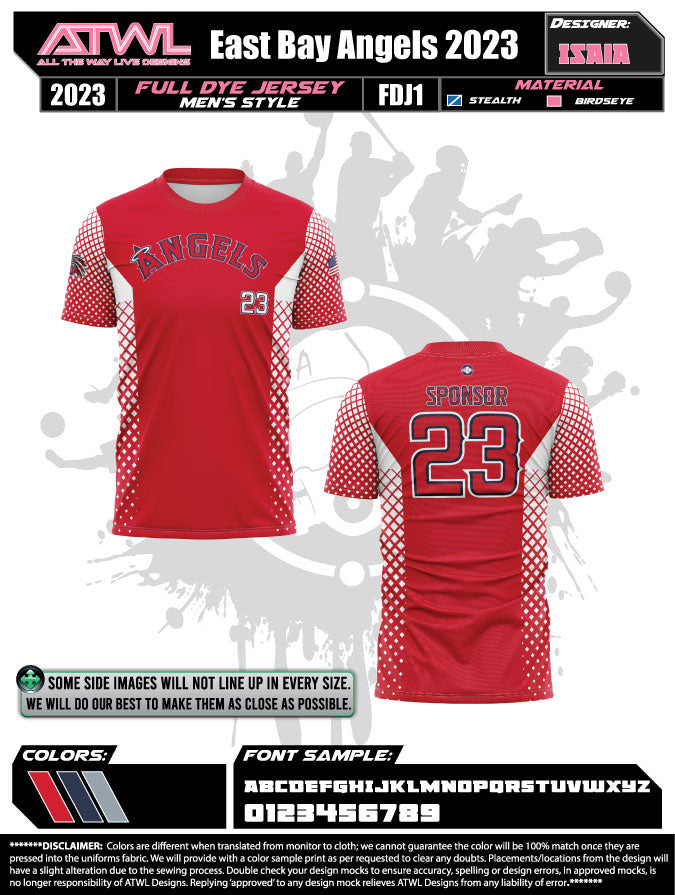 Baseball Jersey Sublimated Angels