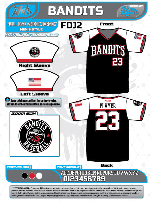 Bandits Baseball 11U Full Dye Jersey