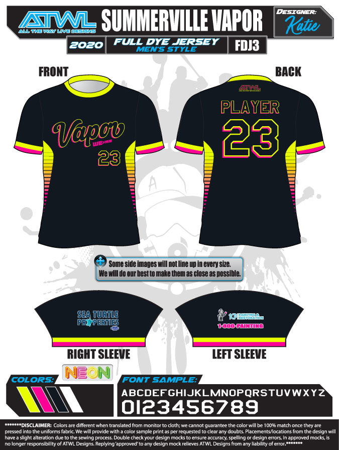 Summerville Vapor 2020 Black Full dye jersey