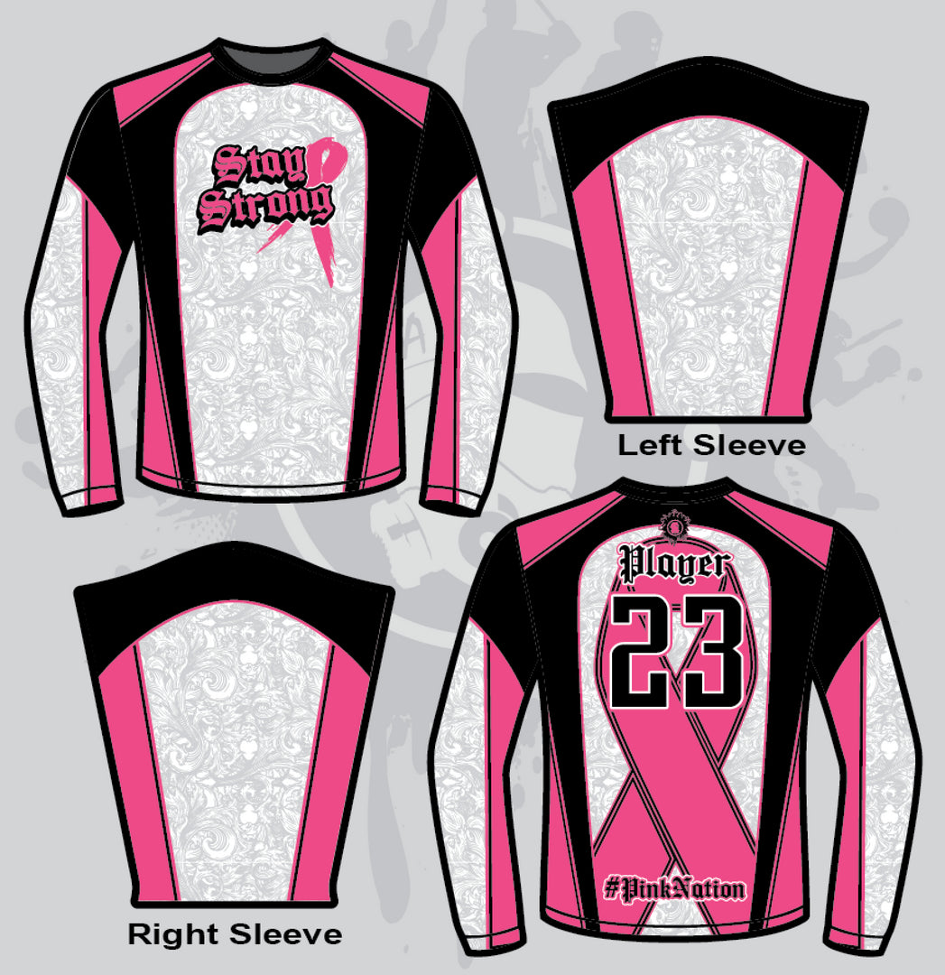 Stay Strong Mens Full Dye Jersey Long Sleeve Cancer Awareness