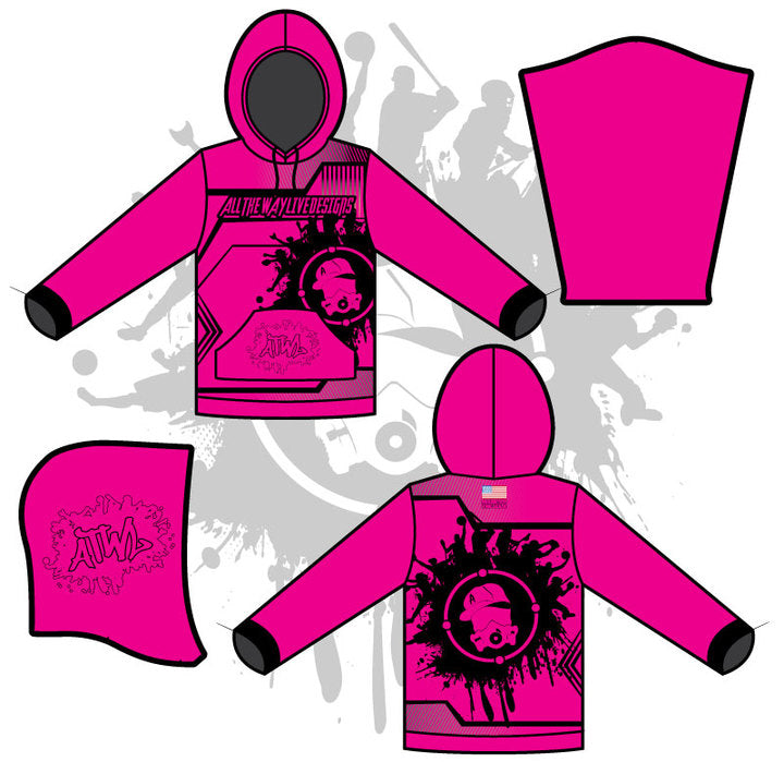 Retro Splash Unisex Hoody Neon Pink/Black