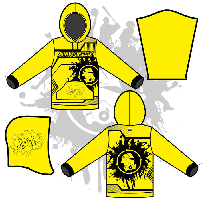 Retro Splash Unisex Hoody Neon Yellow/Black