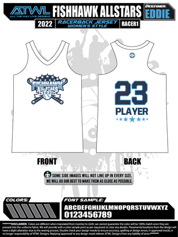 2022 Fishhawk All Stars Sub Dye Womens Racerback
