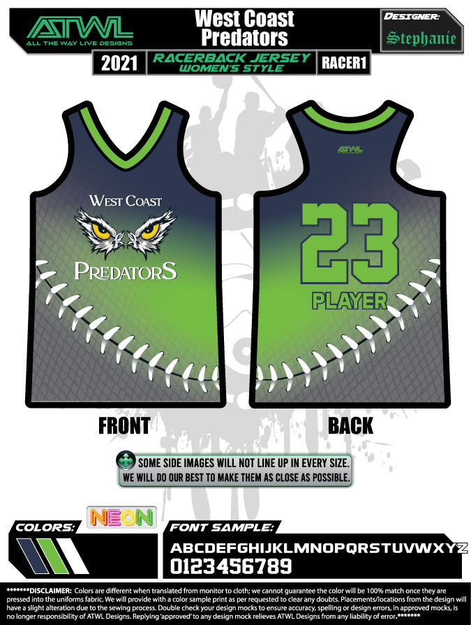 Wc Predators Fade Womens Racerback