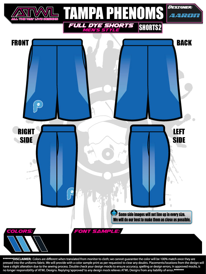 Tampa Phenoms Full dye Shorts Style 2