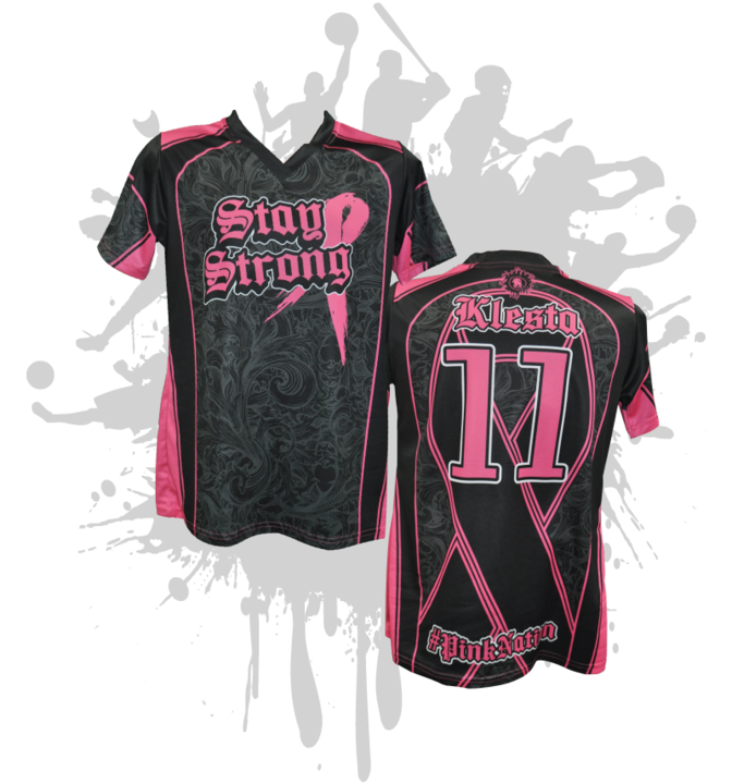 Stay Strong Womens Full Dye Jersey Cancer Awareness Black