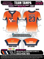 Load image into Gallery viewer, Team Tampa orange 2 button Men&#39;s cut Full Dye Jersey