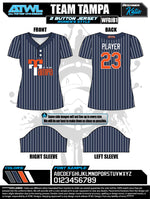 Load image into Gallery viewer, Team Tampa navy 2 button women&#39;s cut Full Dye Jersey