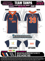 Load image into Gallery viewer, Team Tampa navy 2 button Men&#39;s cut Full Dye Jersey
