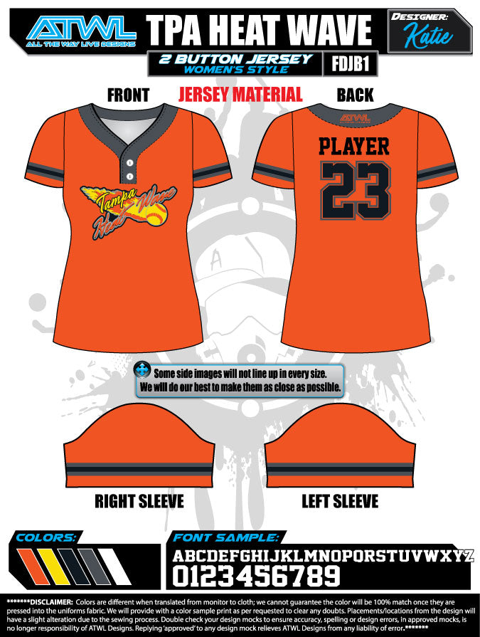 Heatwave 2 button 10u Game Day Jerseys