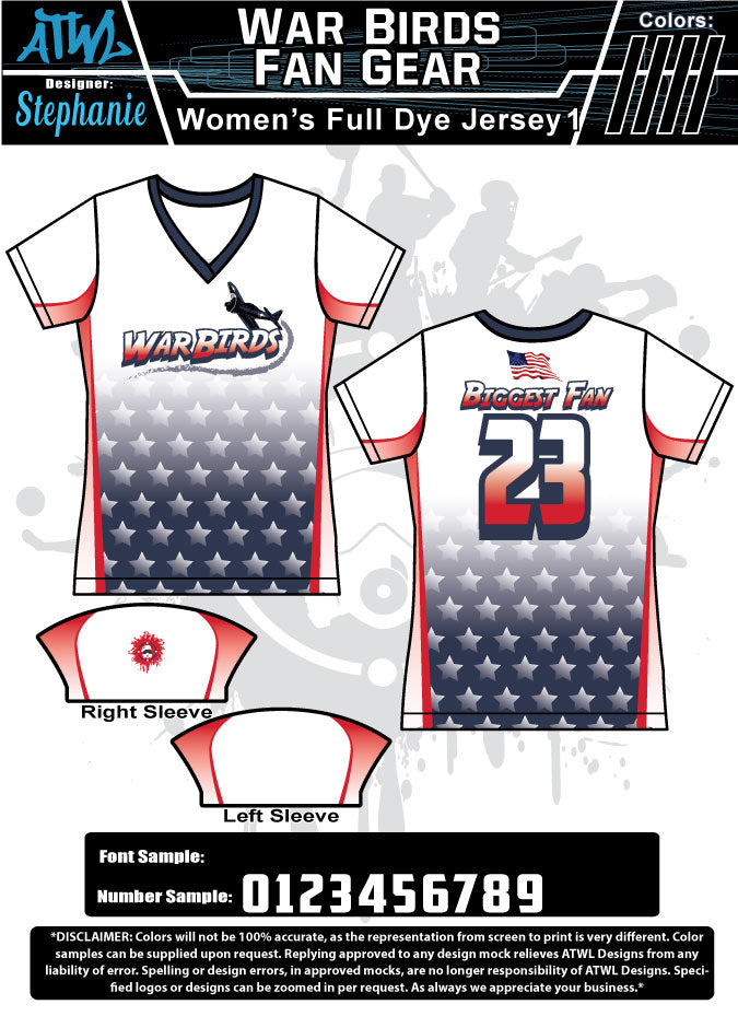 WAR BIRDS WOMENS FULL-DYE JERSEY