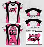 Load image into Gallery viewer, Stay Strong Womens Full Dye Jersey Cancer Awareness