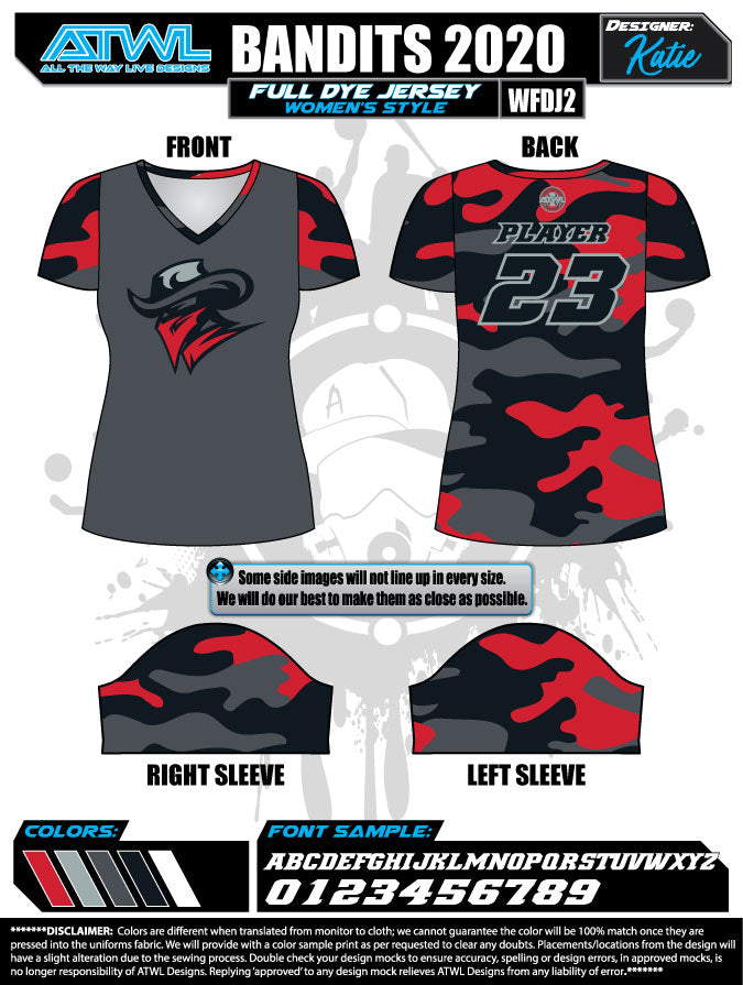 Bandits 9U 2020 Women's Full Dye Jersey