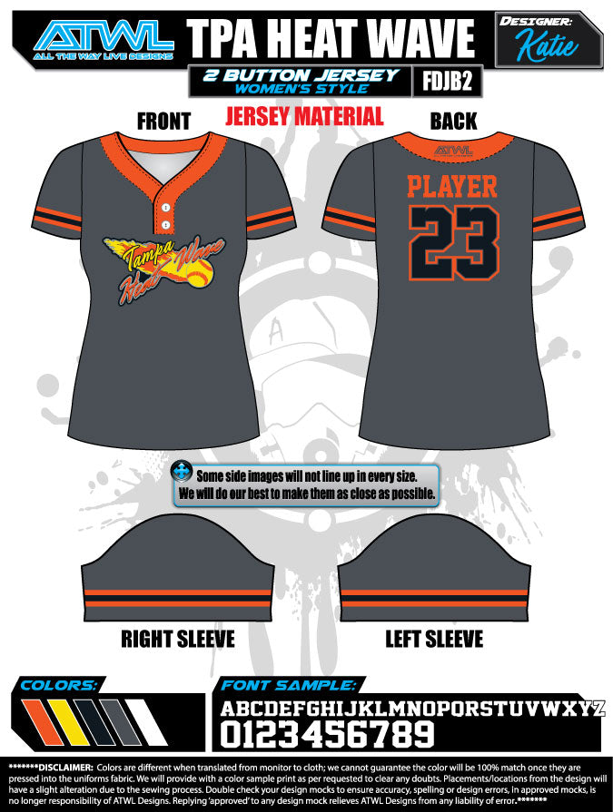 Heatwave 2 button 10u Game Day Jerseys