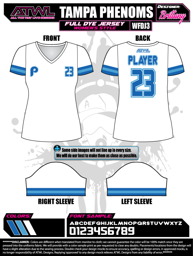 Tampa Phenoms Womens Full Dye Jersey