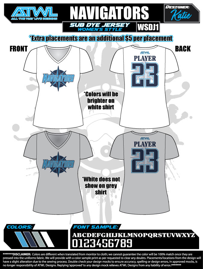 2021 Navigators Women's Sub Dye Jerseys