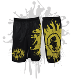 Load image into Gallery viewer, Splatter Splash Mens Full Dye Shorts Black/Yellow