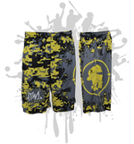 Load image into Gallery viewer, Splatter Splash Digital Camo Mens Full Dye Shorts Yellow/Black/Charcoal

